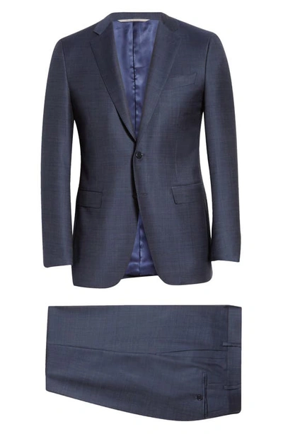Canali Milano Trim Fit Solid Wool Suit In Navy