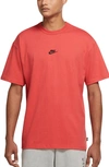 Nike Sportswear Oversize Embroidered Logo T-shirt In Lobster/ Black