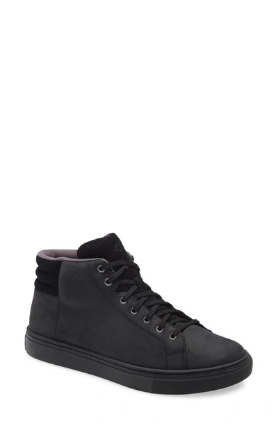 Ugg Baysider Waterproof High Top Sneaker In Black Leather
