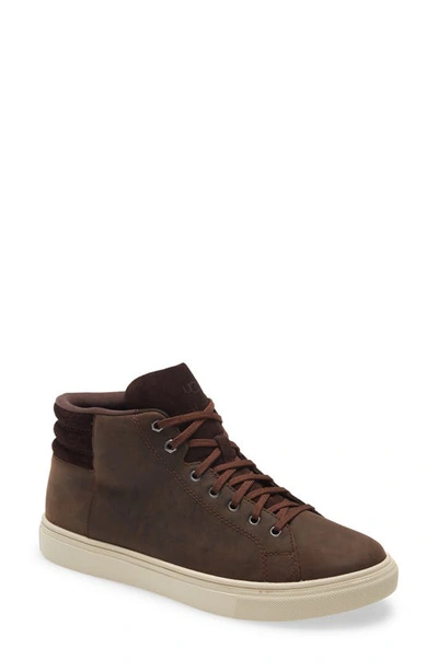 Ugg Baysider Waterproof High Top Trainer In Grizzly Leather