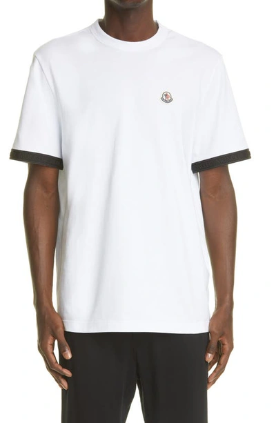 Moncler Logo-patch Contrast-trim Short-sleeve T-shirt In White
