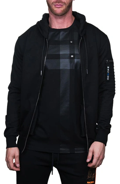 Maceoo Front Zip Stretch Cotton Hoodie In Black