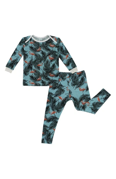 Peregrinewear Babies' Flamingo Fitted Two-piece Pyjamas In Teal / Multi