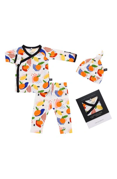 Peregrinewear Babies' Citrus Fitted Two-piece Pyjamas In White/ Multi