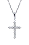 Lafonn Classic Simulated Diamond Cross Pendant Necklace In Silver/ Clear
