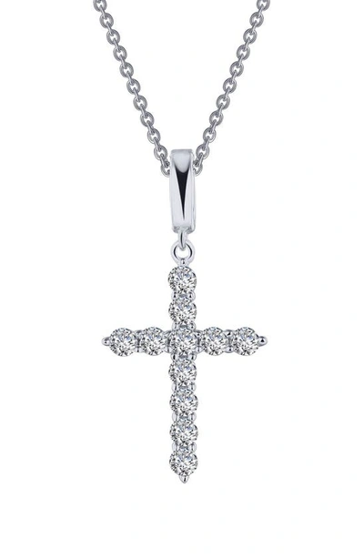 Lafonn Classic Simulated Diamond Cross Pendant Necklace In Silver/ Clear