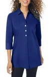 Foxcroft Pamela Stretch Button-up Tunic In Glacial Blue