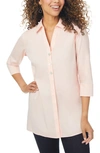 Foxcroft Pamela Stretch Button-up Tunic In Pink Sugar