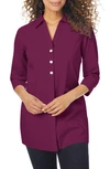 Foxcroft Pamela Stretch Button-up Tunic In Spiced Plum