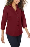 Foxcroft Mary Button-up Blouse In Deep Garnet
