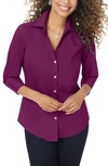 Foxcroft Mary Button-up Blouse In Spiced Plum