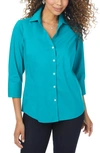 Foxcroft Mary Button-up Blouse In Teal Quartz
