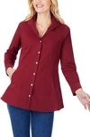 Foxcroft Cecilia Non-iron Button-up Tunic Shirt In Deep Garnet