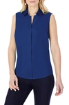 Foxcroft Taylor Non-iron Sleeveless Shirt In Glacial Blue