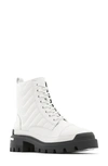 Aldo Quilt Combat Boot In Other White Leather