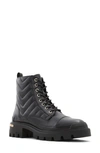 Aldo Quilt Combat Boot In Black Leather