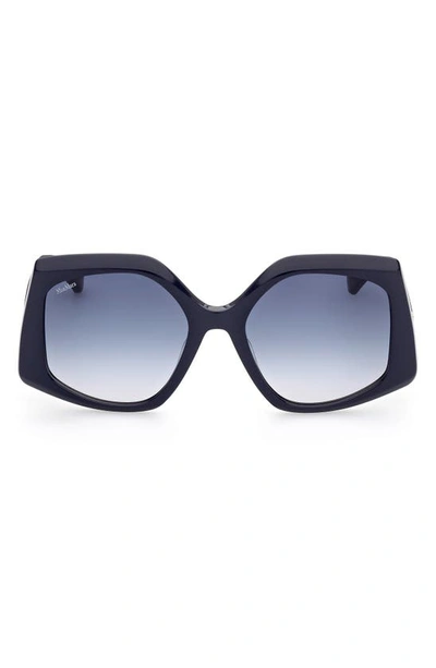 Max Mara 56mm Gradient Geometric Sunglasses In Black Blue