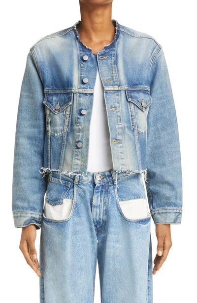 Maison Margiela Collarless Denim Jacket In Blue
