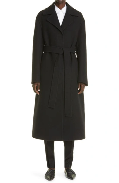 Jil Sander Single-breasted Belted Coat In Black