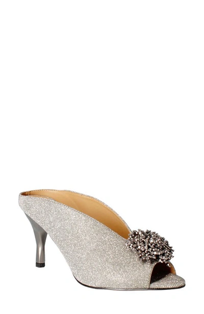 J. Reneé Emilia Peep Toe Mule In Pewter Dance Glitter