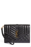 Saint Laurent Monogram Matelasse Leather Clutch In Dark Beige/ D.b./ D.b