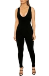 Naked Wardrobe Snatch Bustier Rib Jumpsuit In Black