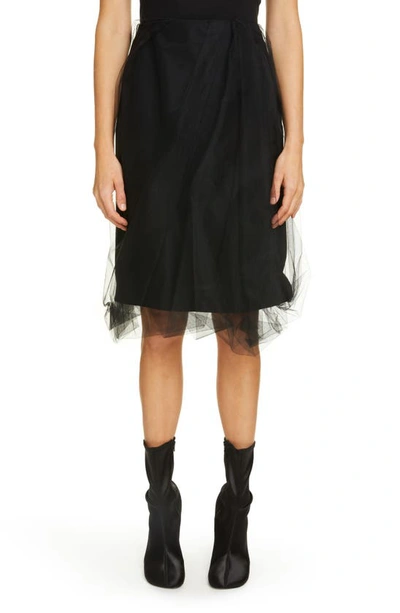 Dries Van Noten Salby Tulle Overlay Skirt In 900 Black