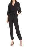 FRAICHE BY J TIE WAIST LONG SLEEVE JUMPSUIT,FD 2972