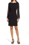 CONNECTED APPAREL SEQUIN CUFF LONG SLEEVE DRESS,TJE40901M1