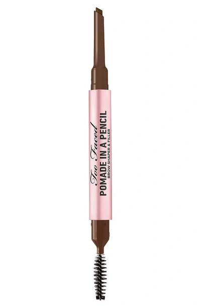 Too Faced Pomade In A Pencil Eyebrow Shaper & Filler Dark Brown 0.006 oz/ 0.17 G In Dark Brown