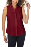 Foxcroft Taylor Non-iron Sleeveless Shirt In Deep Garnet