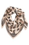 Alexander Mcqueen Biker Skull Silk Scarf In Shell