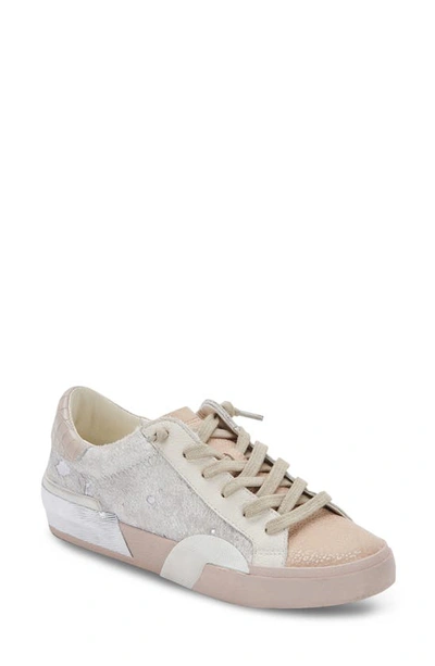 Dolce Vita Zina Lace-up Sneakers Women's Shoes In Dune Metallic Calf Hair