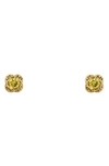 Gucci Interlocking G Stone Stud Earrings In Yellow Gold/ Beryl