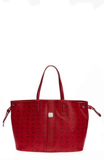 Mcm Liz Large Reversible Visetos Shopper Tote Bag In Candy Red