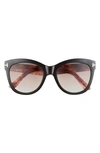 Tom Ford Wallace 54mm Gradient Cat Eye Sunglasses In Shiny Black / Gradient Smoke