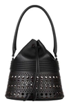 Alaïa Vienne Perforated Calfskin Bucket Corset Bag In Noir