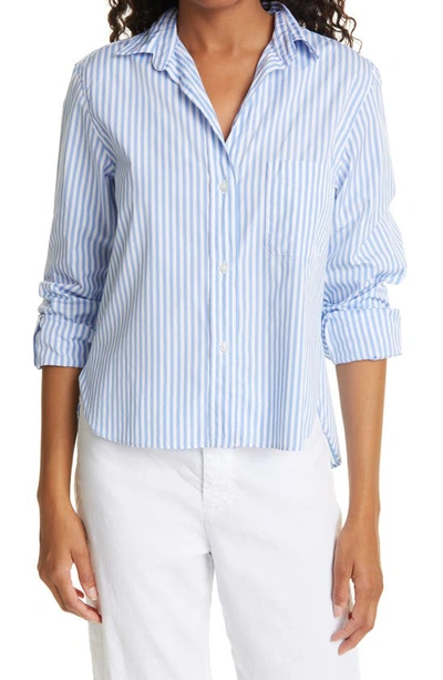 Frank & Eileen Silvio Stripe Cotton Shirt In Blue And White Stripe