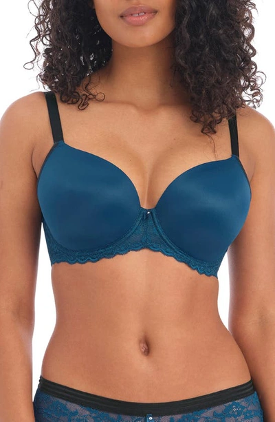 Freya Offbeat Underwire Demi Plunge Molded Bra In Poseidon