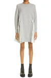 Sacai Ma-1 Side Gusset Long Sleeve Sponge Minidress In Light Grey