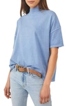 Free People Fearless Mock Neck Top In Blue Metal
