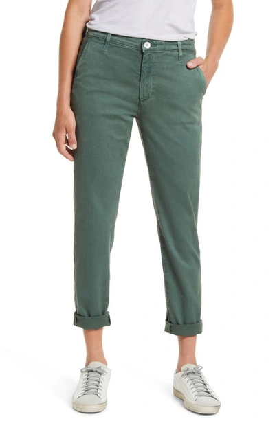 Ag Caden Crop Twill Trousers In Sulfur Green Lake