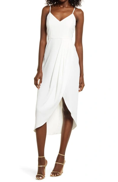 Lulus Reinette V-neck Midi Dress In White