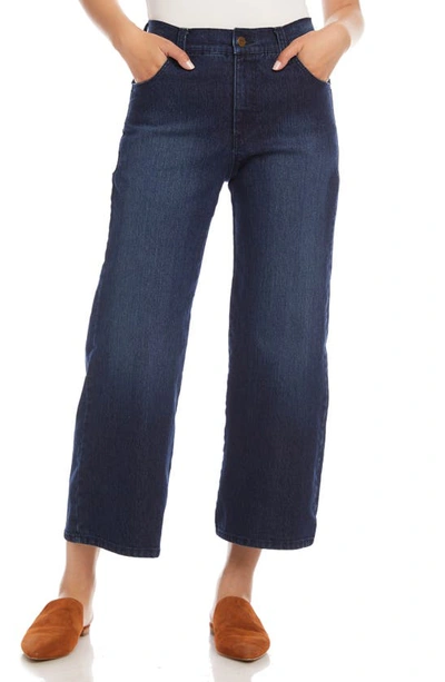 Karen Kane High Waist Crop Wide Leg Jeans In Denim