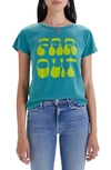 Mother Itty Bitty Goodie Goodie Destroyed Cotton Tee In Green