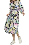 MOLLY BRACKEN ABSTRACT ROPE TIE MIDI DRESS,EL318P20