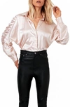 AS BY DF FERRARA RUCHED SLEEVE SATIN BLOUSE,2231-31311