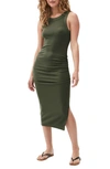 Michael Stars Wren Sleeveless Side Slit Knit Midi Dress In Tarragon