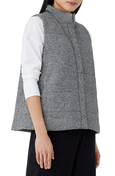 Eileen Fisher Stand Collar Organic Cotton & Hemp Vest In Ash