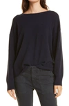 Nili Lotan Boyfriend Scoop Neck Cashmere Sweater In Navy